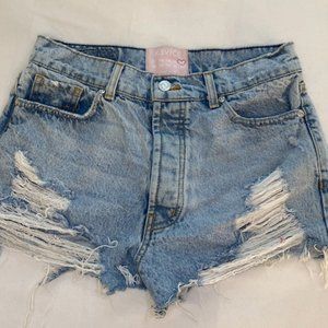 Revice Distressed Denim Shorts, size 27